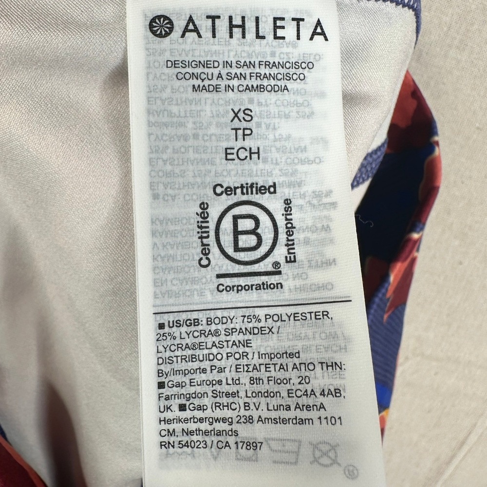 New Athleta Salutation Stash  16.5" Floral‎ Print Skort size XS Blue/Red - Picture 4 of 10